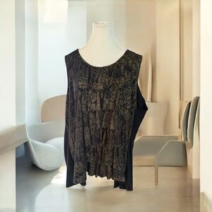 French Laundry Asymmetrical Ruffled Black Tank Top